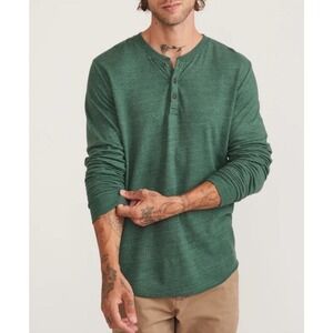 Marine Layer Mens Double Knit Henley Shirt Size Large Pine Grove Green USA Made